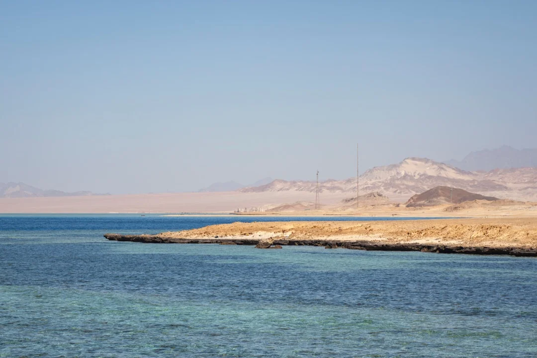 Hurghada coastline with reef shelf and resort strip